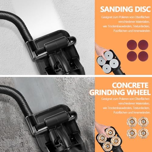 4-Head Concrete Grinder with Extendable Rod, 3800W 4'' Grinding Machine