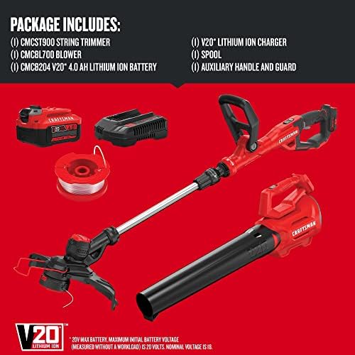 CRAFTSMAN 20V MAX WEEDWACKER String Trimmer and Leaf Blower Combo Kit, Battery and Charger Included (CMCK197M1)