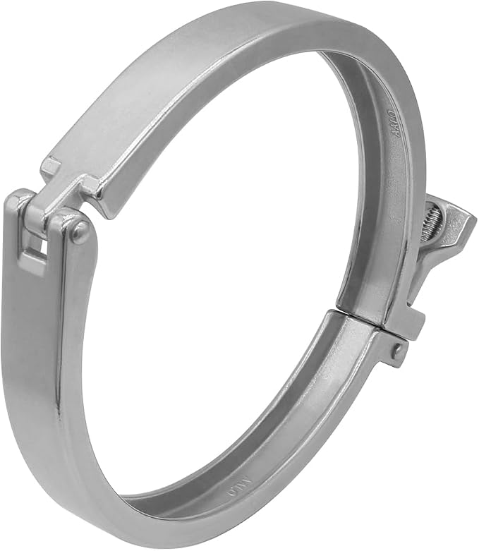 Beduan 6" Sanitary Tri Clamp, 304 Stainless Steel Single Pin Heavy Duty Tri Clamp Clover with Wing Nut for Ferrule TC Tube OD 6"
