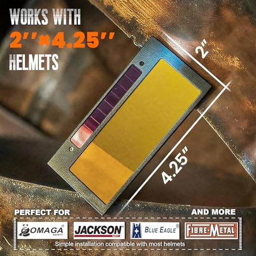 Core Series Gold Shade 10 Auto Darkening Welding Lens 2"x4 1/4", Slim 0.2" Welding Lens with Cool Blue Puddle View for Pancake & Sugar Scoop Welding Hoods