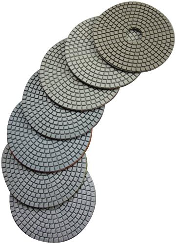 Diamond 5 Inch Wet Polishing Pads for Granite Marble Travertine Terrazzo Engineered Stone (Pack of 7)