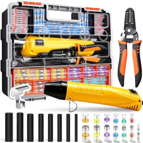 532PCS Heat Shrink Solder Seal Wire Connectors Kit with Mini Heat Gun, Solder Stick Wire Connectors Waterproof Wire Electrical Connector Kit for Marine, Automotive, Boat, Truck (26-6 Gauge)