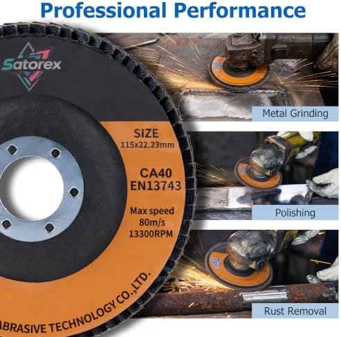40 Pack 4.5" x 7/8" Premium Calcined Alumina Flap Disc, 60 Grit Type 29, 4 1/2 for Angle Grinder, Flap Sanding Disc for Stainless Steel, Metal, Wood