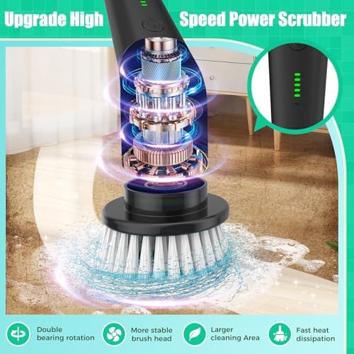 YKYI Electric Spin Scrubber, Cordless Power Cleaning Brush with Long Handle