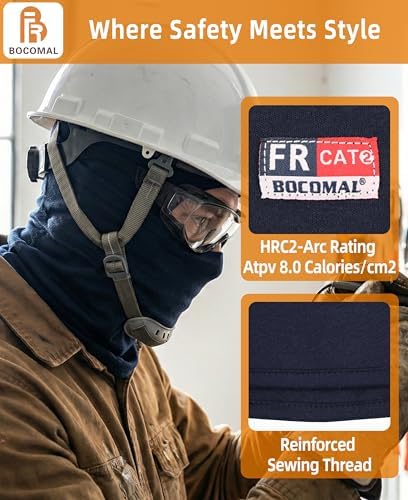 BOCOMAL FR Balaclava with Face Mask Flame Resistant 5.5oz Lightweight 100%C