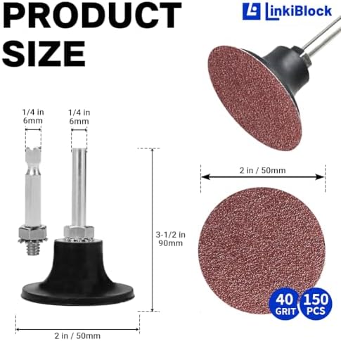150Pcs 2 inch R-Type Quick Change Aluminum Oxide Surface Conditioning Sanding Discs Set 40 Grit with Adapter & Backing Pad
