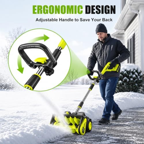Litekon 40V Brushless Cordless Snow Shovel, 17-Inch Electric Snow Blower with 2X 4.0Ah Batteries Snow Removal with 30FT Throw Distance for Patio, Deck, Driveway,Green