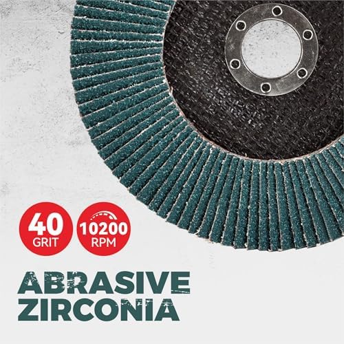 10 Pack 6" x 7/8" Zirconia Flap Discs, T27 Grinding Wheel 40 Grit