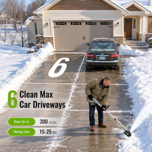 Cordless Snow Shovel, 13" Electric Snow Blower 20V, 4 Ah Battery 300lb/min Snow Removal, 19FT Throw Distance, Lightweight 12lb for Driveway/Steps/Patio/Sidewalk