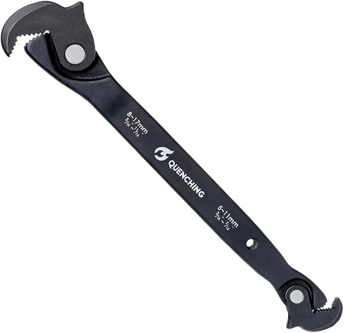 QUENCHING Self-Adjusting Crowfoot Wrench, 5–17mm (3/16”–11/16”), Slim Profile for Tight Spaces, Single Tool Alternative for Tight-Access Fasteners
