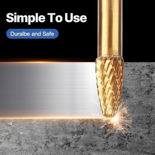 HUHAO Tungsten Carbide Rotary Burr Bit, Double Cut Carbide Burr 1/4" Shank Die Grinder Cutting Burrs Bit for Metal Working & Sturdy