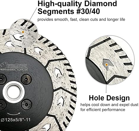 SHDIATOOL 9 - Inch Diamond Saw Blades Cutting Disc Two-in-One Design Cut Grind Sharpen Marble Granite Concrete and Bricks 5/8"-11