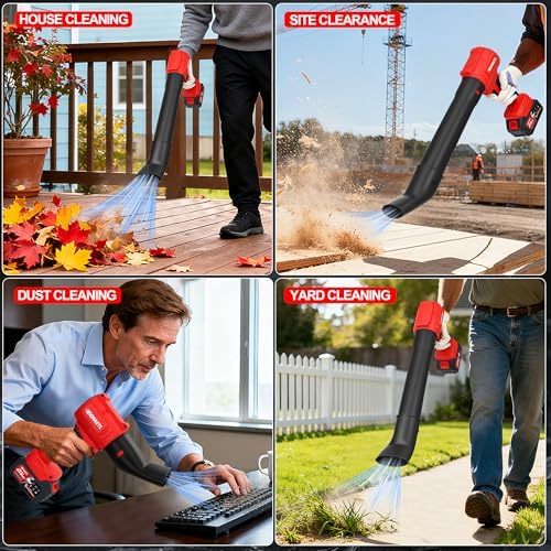 Leaf Blower Cordless with 2 X 4.0Ah Batteries and Charger for Yard Leaves