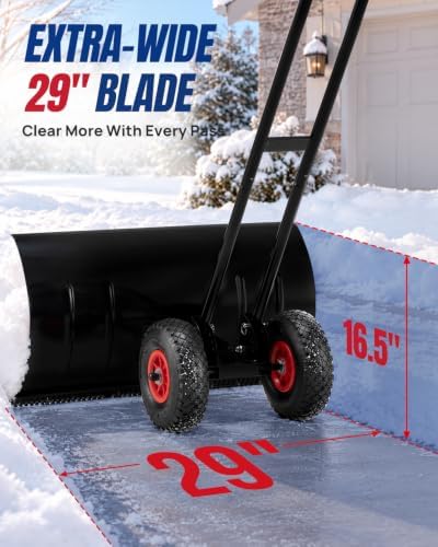 Snow Shovel with Wheels 29" Blade 5-Level Adjustable Handle