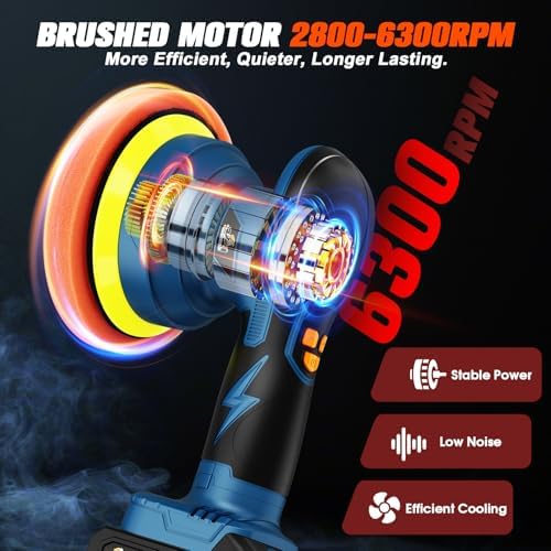 Cordless Car Buffer Polisher, 8-Speed, 2*21V 2000mAh Batteries