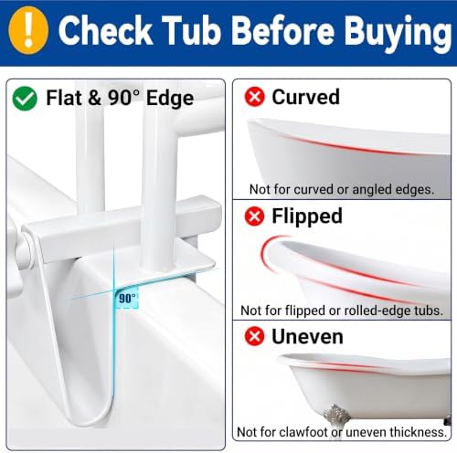 Bathtub Safety Rail for Seniors, Shower Grab Bar for Bathroom