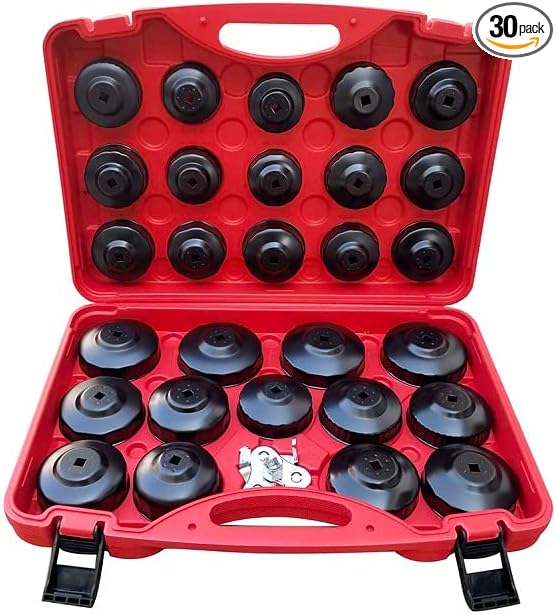 30 Pcs Oil Filter Wrench Set, Steel Oil Filter Socket Set, 3/8" Drive Oil Filter Removal Tool Kit, Oil Filter Socket Set