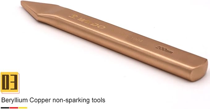 WEDO Non-sparking Cross Cutting Chisel, Spark-free Safety Cross-Cut Chisel, Beryllium Copper, DIN Standard, BAM & FM Certificate, 4x6x140mm
