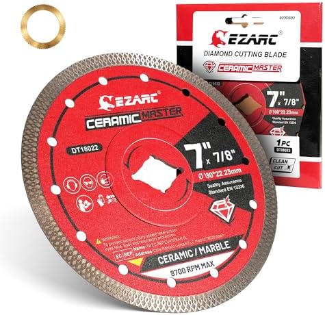 EZARC 7 Inch Super Thin Diamond Tile Blade, 7/8"-5/8" Arbor, 1-Pack