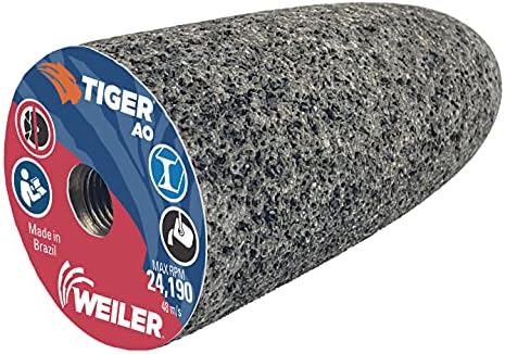 Weiler 68305 TIGER AO TYPE 16 Round Tip Portable Grinding Cone, A24-R, 1 1/2" X 3" X 3/8-24, (Pack of 12)