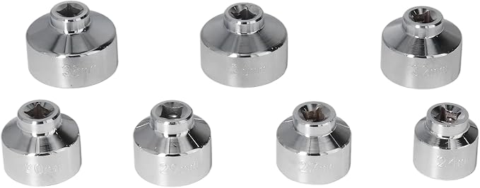 7pcs Oil Filter Cap Wrench Socket Set 3/8in Drive 24 27 29 30 32 36 38mm Replacement for