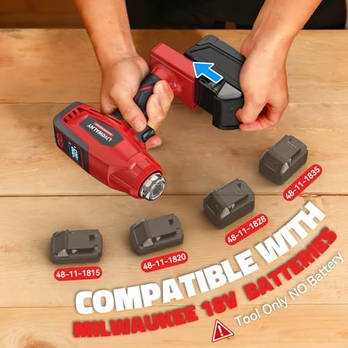 LIVOWALNY Cordless Heat Gun Compatible with Milwaukee 18V Battery