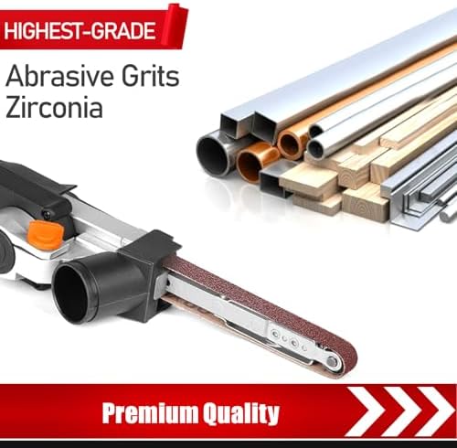 BOSHCRAFT 1 x 42 Inch Belt Sander Sanding Belt, 12 Pack Belt Sander Paper 80/120/150 Grits Assortment Aluminum Oxide Sanding Belts for Belt Sander Knife Sharpening Wood Metal Polishing