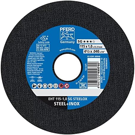 PFERD Tools 4-1/2" x 0.040" x 7/8" Cut-Off Wheel, Type 1, 25-Pack