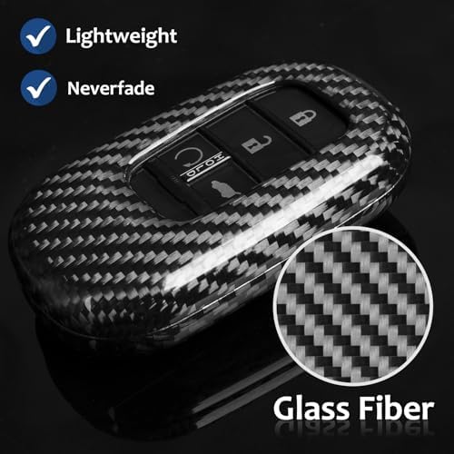 T-carbon Key Fob Cover Compatible with Honda Key Case | Real Carbon Fiber Key Case fits for Honda Civic Type R Accessories Accord HR-V CR-V Pilot Sport Accessories,Silver Black