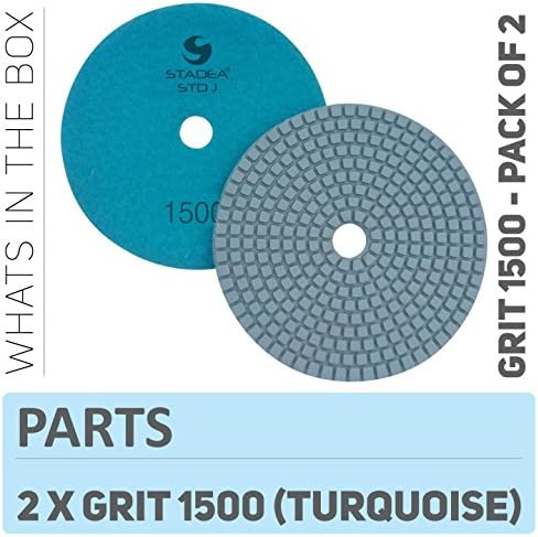 PPW126D Diamond Polishing Pads 4" For Concrete Terrazzo Marble Granite Countertop Floor Edge Wet Polishing, Grit 1500 - Pack of 2