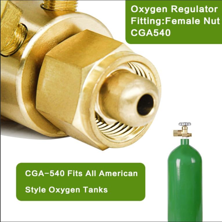 Oxygen Acetylene Regulator Set, CGA540 and CGA200 Inlet Connection | Compatible with V-Style Welding Cutting Gas Torch, CGA200 Acetylene Regulator For Small Cylinder
