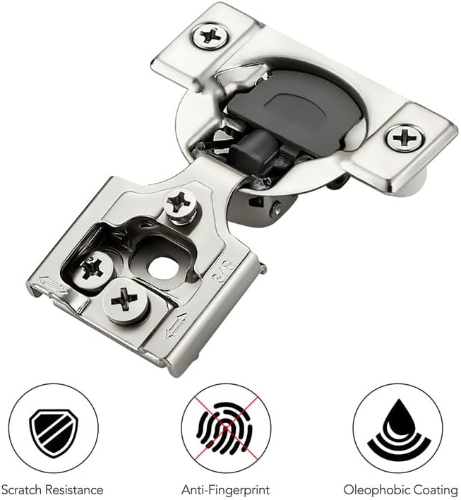 Ravinte 2 Pack 1 Pair 3/8 inch Overlay Soft Close Kitchen Cabinet Hinges Stainless Steel Adjustable Kitchen Hinges Satin Nickel Cabinet Hardware