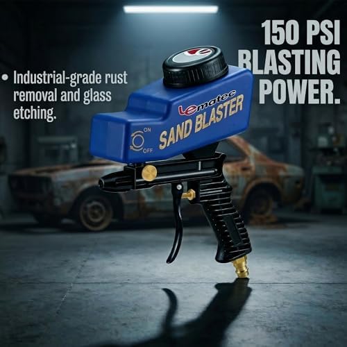 LE LEMATEC Sand Blaster Gun Kit for Air Compressor, Pistola de Arena