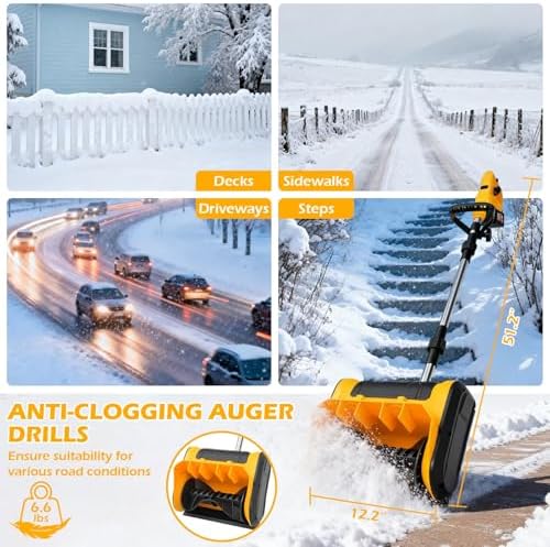 ALSO GO 21V Electric Cordless Snow Shovel, 11-Inch with 2 x 4.0Ah Batteries