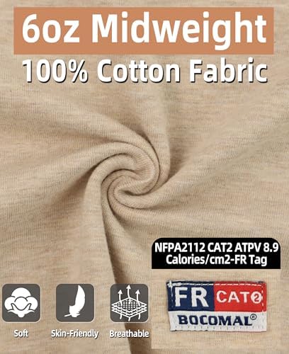 BOCOMAL FR Shirts for Summer Breathable Vented Mesh Flame Resistant Henley