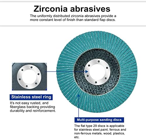 Sali 10 Pack Zirconia Flap Disc 80 Grit 4.5" x 7/8-Inch Sanding Disc Bevel Type #29 Premium and Industrial Angle Grinder Grinding Wheel Grade High Performance Edge Grinding