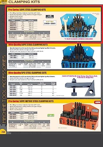 HHIP 3900-0002 58 Piece Clamping Kit (1/2 Inch T-Slot) Stud Size 3/8-16