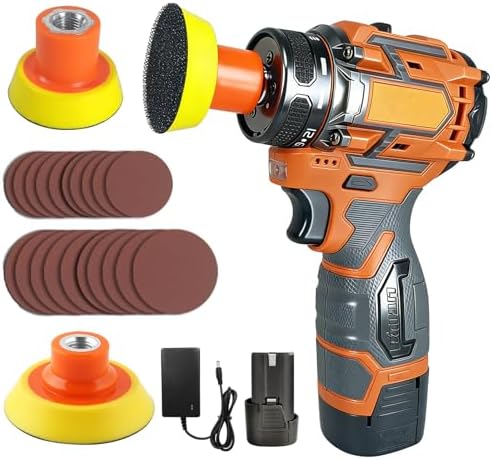 16.8V Cordless Electric Sander, Brushless Small Sander with 20PCS Sandpapers, 2/3" Backing Plate, 2 Variable Speed, Mini Compact Design Cordless Buffer Polisher for Wood, Metal, Paint Removal
