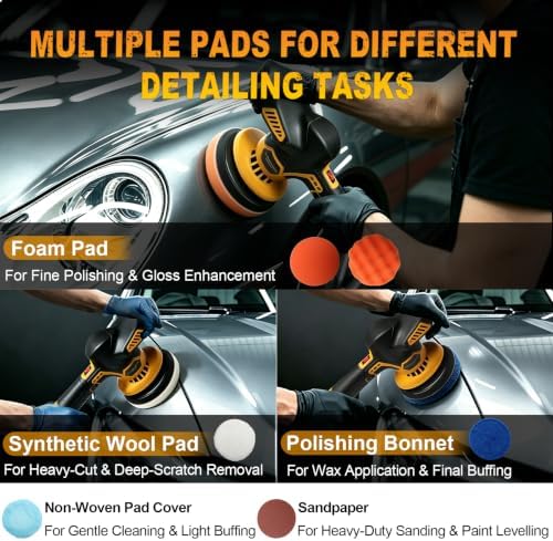 6" Cordless Rotary Car Buffer Polisher for Dewalt 20V MAX Batteries