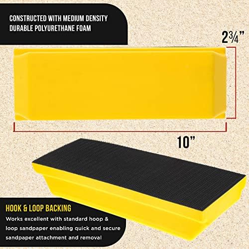 Dura-Gold Pro Series Rectangle 10" x 2-3/4" Hand Sanding Block Pad with Hook & Loop Backing and PSA Adapter Pad & 2000 Grit Green Sandpaper Roll, 2-3/4" Wide, 20 Yards Long