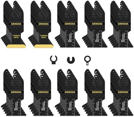 55PCS Multi Tool Blades Kits, Professional Universal Oscillating Tool Blades for Wood Plastic Metal, Quick Release Oscillating Saw Blades Fit Dewalt Ryobi Milwaukee Rockwell Fein