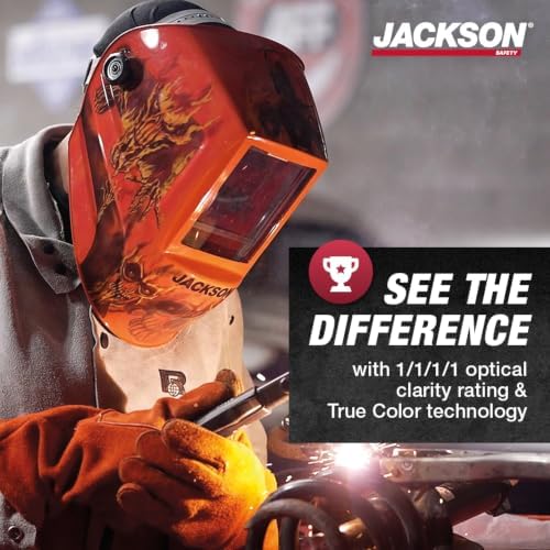 Jackson Safety Premium Graphic Welding Hood with ADF - Ultra Lightweight Auto Darkening Welding Helmet - ANSI Z87.1 (Multiple Styles)