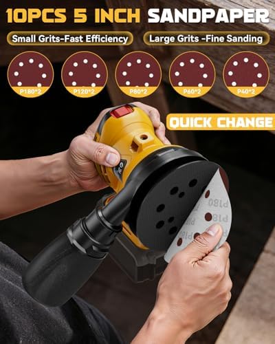 Ecarke Cordless Random Orbital Sander Compatible With Dewalt Battery