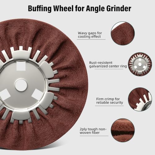 8" Non-Woven Airway Satin Buffing Wheel, 2 PCS Hard Polishing Wheel for Angle Grinder, Ideal for Sanding & Polishing Aluminum, Stainless Steel (5/8" Arbor Hole)