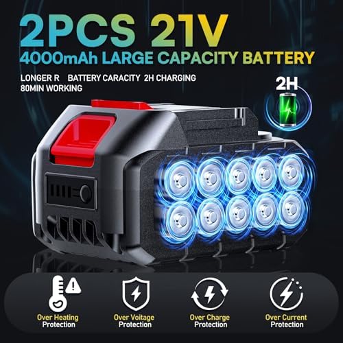 Upgrade Cordless Car Buffer Polisher with 21V 2×4000mAh Battery,6 In Brushless Buffer Polisher Kit, 600W Orbital Polisher with 6 Variable Speed for Car Detailing Waxing Scratch Removing
