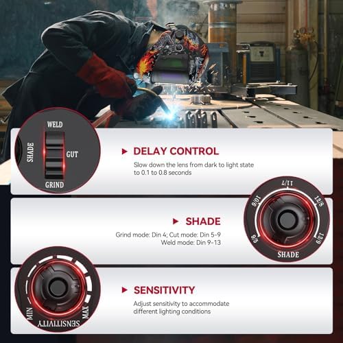 ARCCAPTAIN Welding Hood, 180° Panoramic View Auto Darkening Welding Helmet