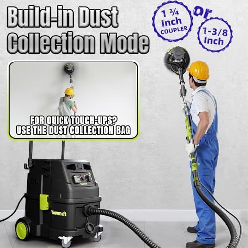 Drywall Sander with Vacuum Dust Collector, 880W Popcorn Ceiling Removal Tool with 5 Variable Speed & LED Light, 1000-2100 RPM Electric Sander for Drywall with 9 Sanding Discs & Attachments