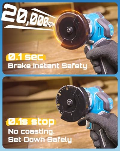 Seesii 21V Brushless 3" Cordless Cut-Off Tool with 2x 4.0Ah Batteries