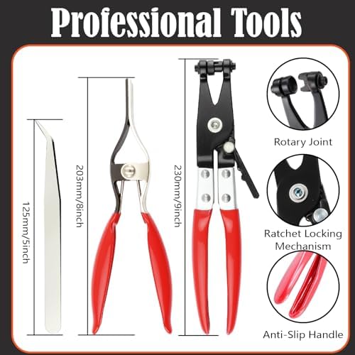 355Pcs 6-25mm Spring Hose Clamps Assortment Kit with Spring Clamp Plier,Hose Removal Plier,for Fuel Line,Vacuum Hoses,Silicone,Air Hose Applications