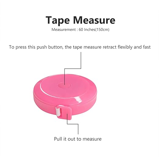 3 Pack Tape Measure Measuring Tape for Body Craft Weight Loss Measurements Retractable 60-inch 1.5 Meter, Small Push Button Dual Sided Tape Measure Body Measuring (Pink Purple Sky Blue)